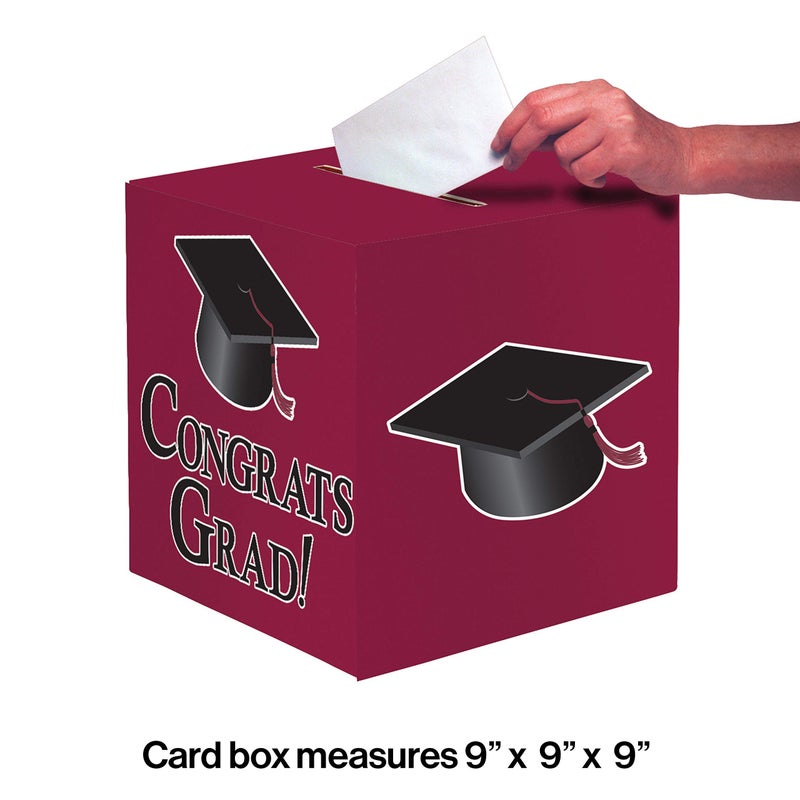 Creative Converting Congrats Grad Card Holder Box, Burgundy - - Image 2